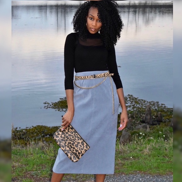 Dresses & Skirts - Vintage Heather Blue Suede Skirt